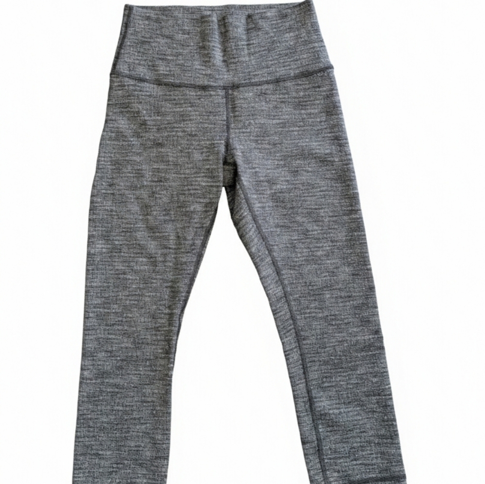 Lululemon Wunder Under High-Rise Leggings 6 Grey Black Space Dye 7/8 Crop Gym